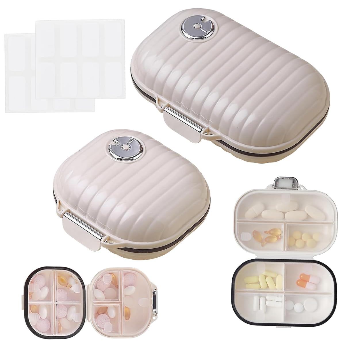 HANNEA 2 Pack Travel Pill Organizer, 7 Compartments Moisture Proof Pill Holder Daily Medicine Organizer Box Small Pill Case for Vitamin Supplement Pocket Pharmacy Pill Box (S+L) HANNEA 2 Pack Travel Pill Organizer, 7 Compartments Moisture Proof Pill Holder Daily Medicine Organizer Box Small Pill Case for Vitamin Supplement Pocket Pharmacy Pill Box (S+L)